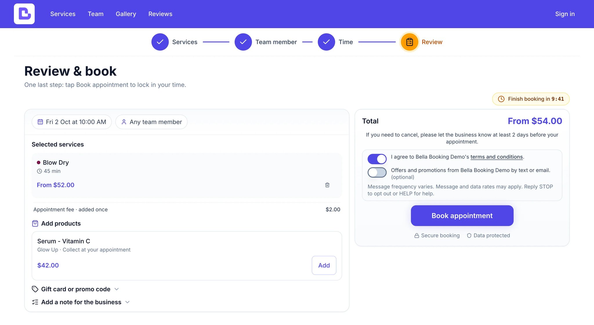 Booking Page Customisation